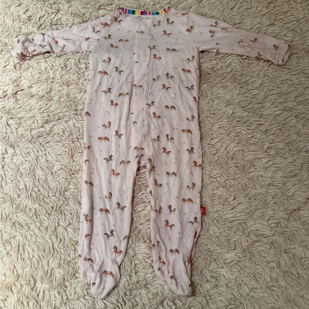 Magnetic me footed pajamas horse print